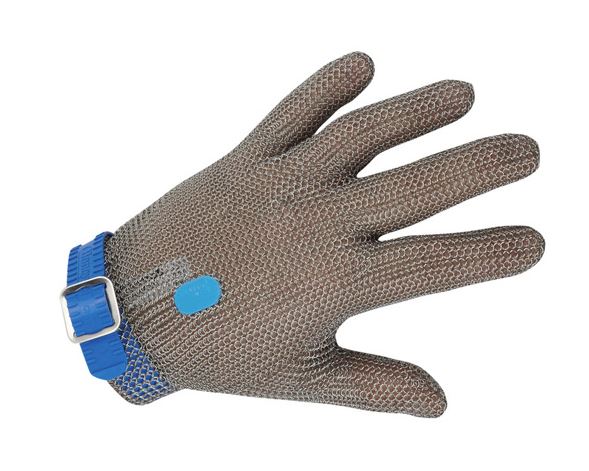 GUANTE ANTICORTE DE MALLA INOXIDABLE - L (Azul)